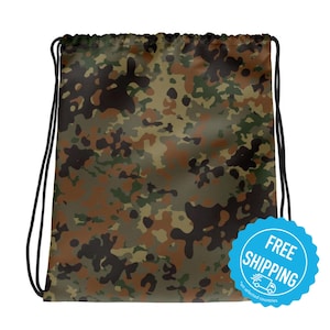 Flecktarn Camo German Army Camouflage Mimetic Tactical Drawstring bag