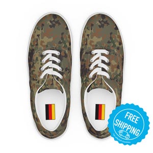 Flecktarn Camo German Army Camouflage Mimetic Tactical Men’s lace-up canvas shoes