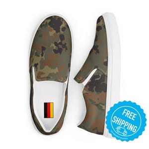 Flecktarn Camo German Army Camouflage Mimetic Tactical Men’s slip-on canvas shoes