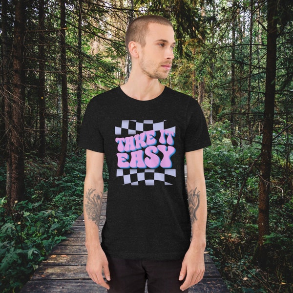 Skater Style Retro Unisex t-shirt Checkered Black Pink Purple Men's Women's Teen back to school shirt, summer street style graphic tee