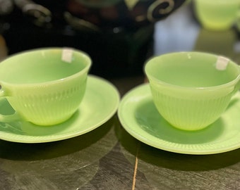 Two Vintage Fire King Jadeite tea sets (4 pieces) *READ LISTING*