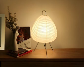 Japanese Rice Paper Table Lamp, Minimalist Night Light, Serene Bedside Decor, Soft Glow, Modern Aesthetic Lighting, Handcrafted Illumination