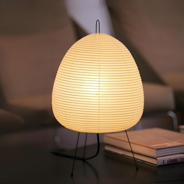 Japońska lampa z papieru ryżowego, lampa biurkowa z papieru ryżowego, wystrój Wabi Sabi, wyjątkowa lampka nocna, japoński wystrój domu, japońska lampa podłogowa Rice P