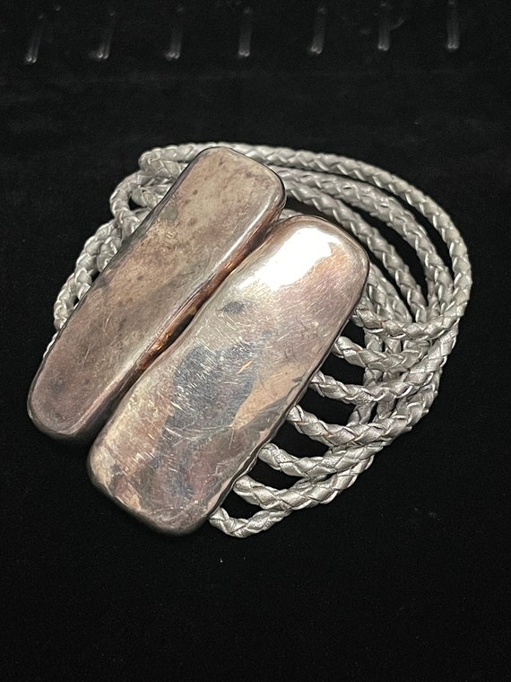 Vintage Sterling Silver Magnet Clasp Rope Bracelet