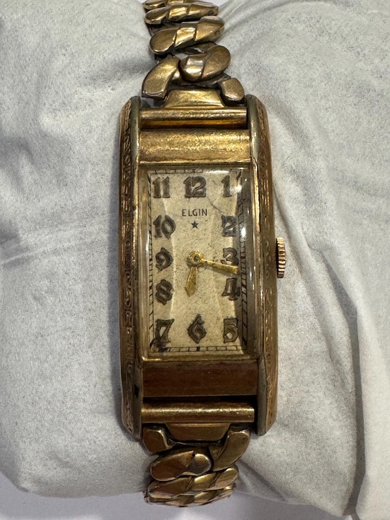 Gold Filled Elgin Rectangular Watch 1940s Elgin Men's 10k Gold
