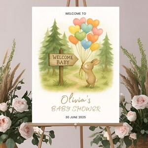 Woodland Baby Shower Welcome Sign Rustic Baby Shower Poster, Boy Adventure Baby Shower Decor, Woodland Animals Forest Animals Gender Neutral
