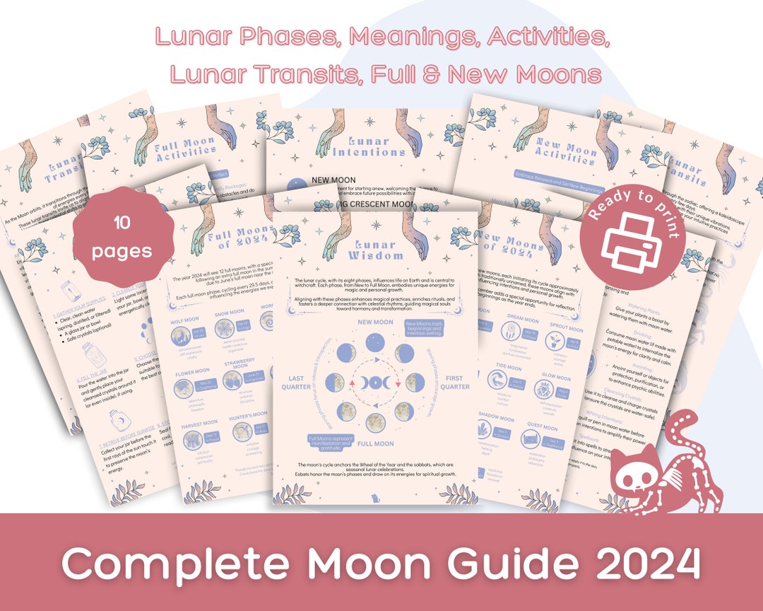 2024 Moon Phase Guide Printable Detailed Lunar & Zodiac Influence Full ...
