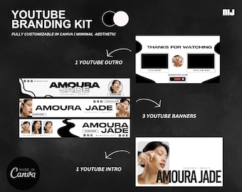YouTube-brandingkit | Sjabloon voor CANVA-bewerkbare banner-intro-outro | Bewerkbaar in CANVA