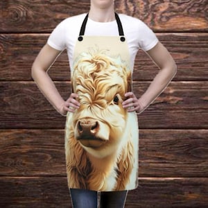 Highland Cow Apron For Kitchen Cow Decor Gift Idea Cow Lover Gift Idea Kitchen Decor With Cow Apron For Kitchen Cow Lover Grill Apron