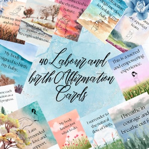40 cartes imprimables d'affirmations de naissance affirmations positives de l'accouchement, affirmation positive à la naissance mantra, affirmation naturelle de la naissance