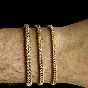 10k Real Gold Franco Bracelets Anklets, Mens Gold Wheat Bracelet, Mens Gold Box Bracelet Mans Franco Bracelets, Anklets