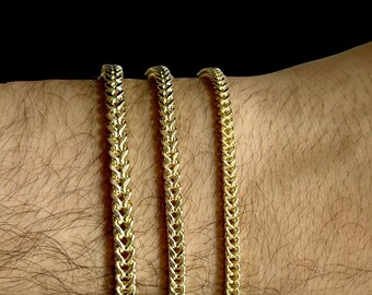 10k Echtgold Franco Armbänder Fußkettchen, Herren Gold Weizen Armband, Herren Gold Box Armband Mans Franco Armbänder, Fußkettchen