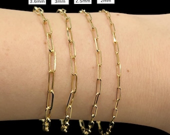 Bracciali a catena con graffetta in oro massiccio 10k, cavigliere, cavigliere da donna in vero oro