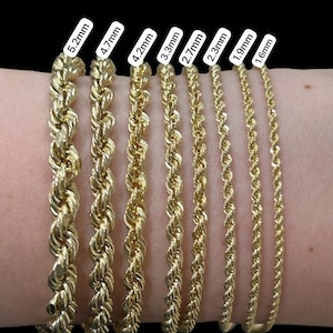 10k Real Gold Rope Bracelets for Men, Women Rope Bracelet Anklets, 10k ...