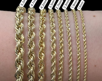 10k Real Gold Rope Bracelets for Men, Women Rope Bracelet Anklets, 10k Gold Rope Chain Bracelet