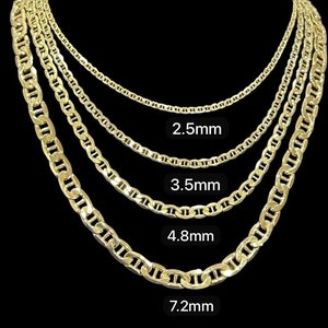 10k Real Gold Mariner Link Chain Necklace, Gold Anchor Chain Link Necklace for Men, Gift for Him and Her