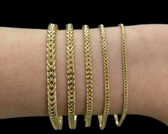 10k Echtgold Franco Armbänder Fußkettchen, Diamantschliff Gold Weizen Armband für Männer, Frauen Gold Box Armband Chain Link Armbänder, Fußkettchen