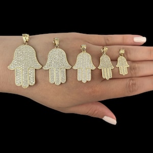 10k Real Gold Hamsa Charm Pendant Necklace, Men’s Gold Hamsa Pendant, Hamsa Charm, Ladies Hamsa Pendant, Gift for Him and Her