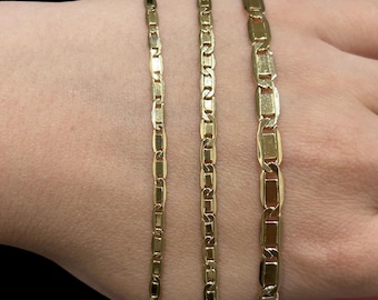 10k Real Gold Valentino Mariner Bracelet, Anchor Chain Link Bracelet, Mens Gold Valentino Bracelet, Gift for him and her