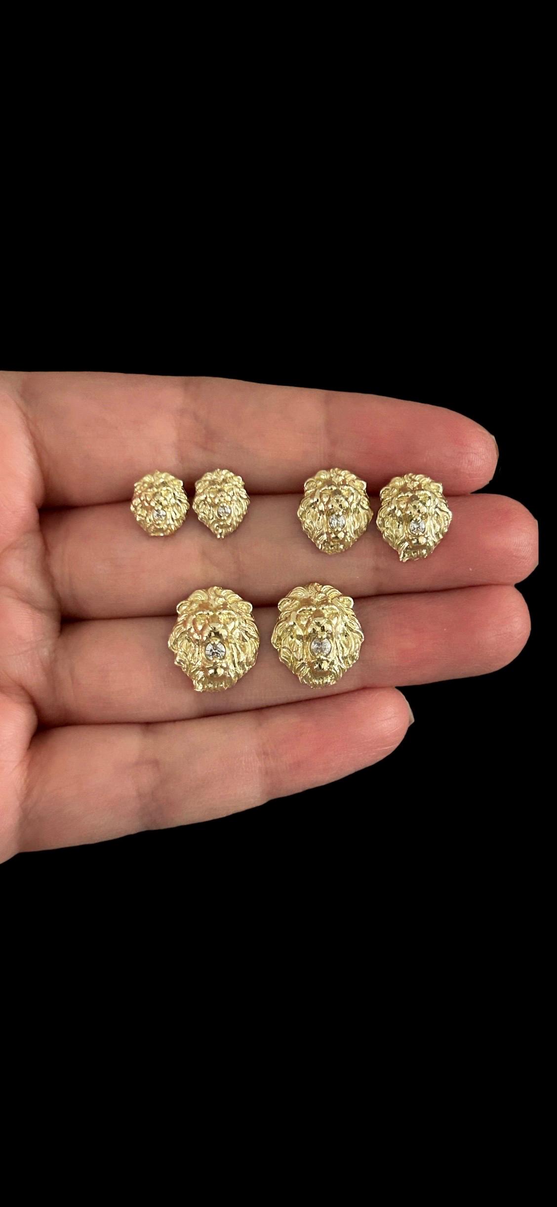 10k Echtgold Massiv Löwenkopf Ohrstecker, Damen Gold Sternzeichen Löwe Ohrringe, Gold Löwe Löwe Gesicht Schmuck, Geschenk für Sie und Ihn