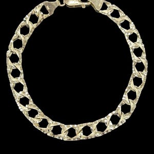 10k Real Gold Cuban Curb Chain Link Bracelet, Mens Gold Bracelet, Diamond Cut Gold Square Cuban Bracelet, Statement Bracelet, Gift for Him