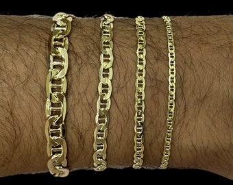 10k Real Gold Mariner Anchor Link Chain Bracelet Anklet, Mens Gold Mariner Bracelet , Women’s Gold Anklet, Gift for him and her
