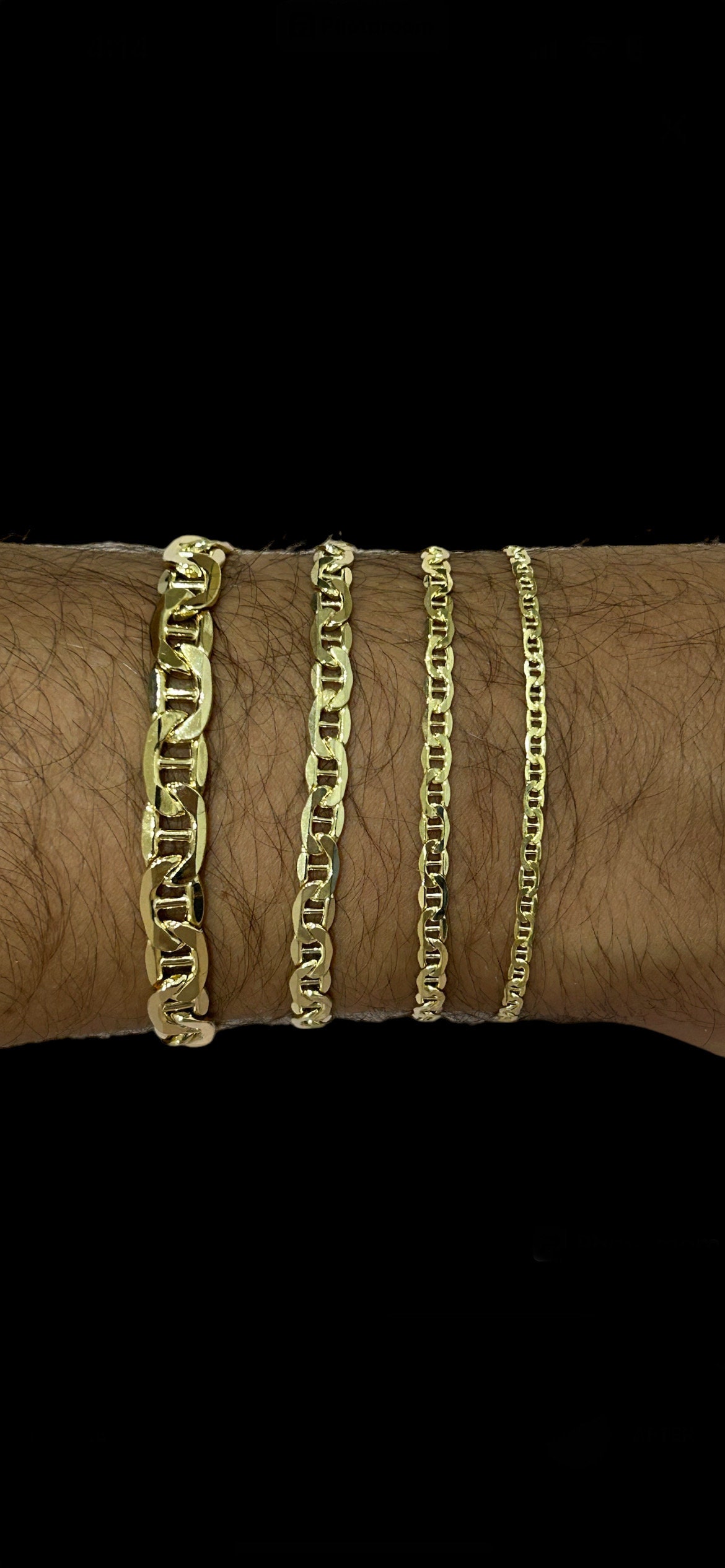 Real 10K Yellow Gold Mariner Anchor Chain Anklet – 2mm Wide, 10 Inches Long, Solid 10K Gold, 1.60 Grams 1 thumbnail image