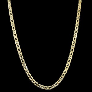 10k Real Gold Mariner Anchor Link Chain Necklace, 5mm Gold Chain Link Necklace for Men, Gift for Him and Her
