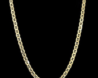 10k Real Gold Mariner Anchor Link Chain Necklace, 5mm Gold Chain Link Necklace for Men, Gift for Him and Her