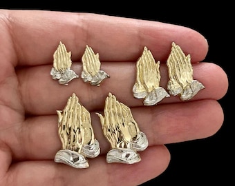 10k Real Gold Praying Hands Stud Earrings, Ladies Gold Praying Hands Earrings , Two Tone Praying Hands Studs, Gift