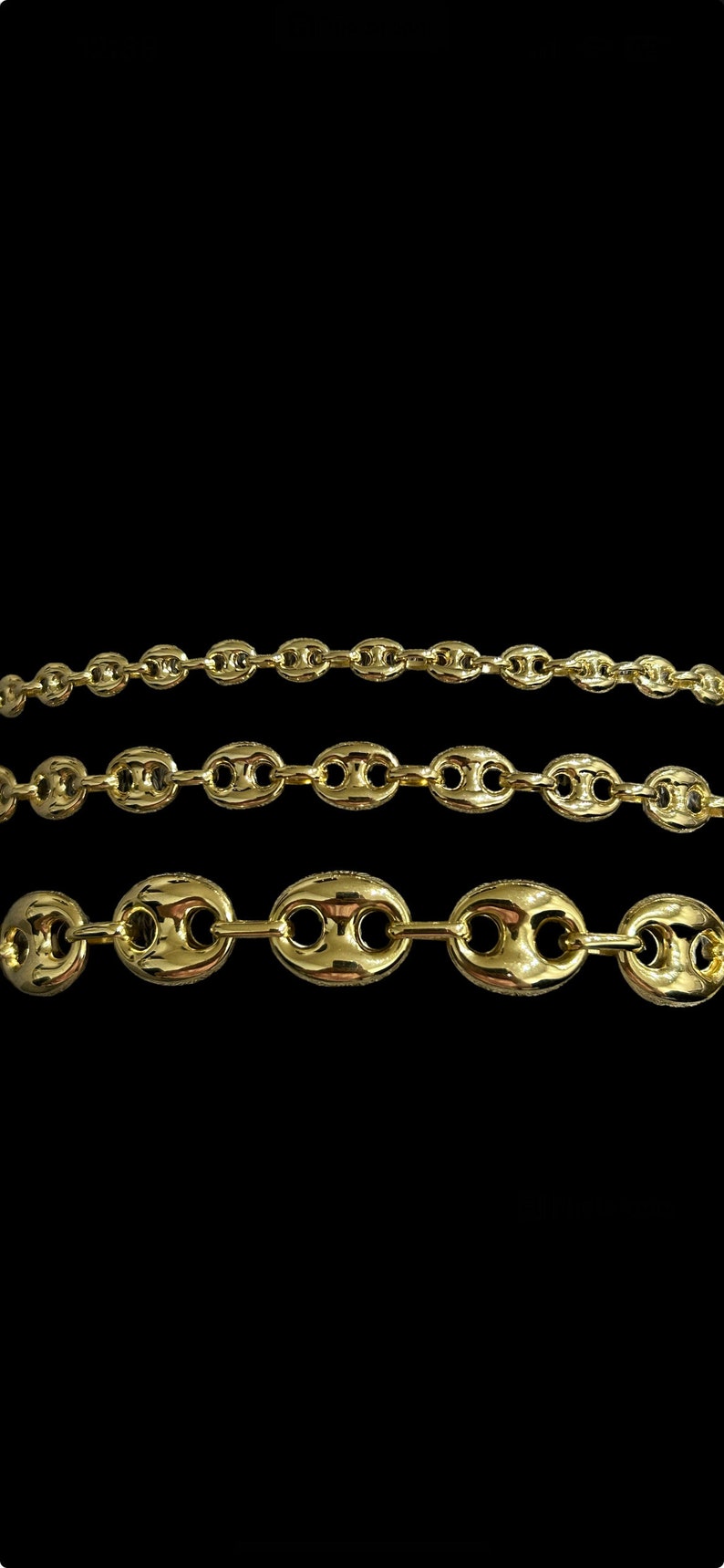 10k Real Gold Puff Mariner Bracelet Anklet, Anchor Link Chain Bracelet