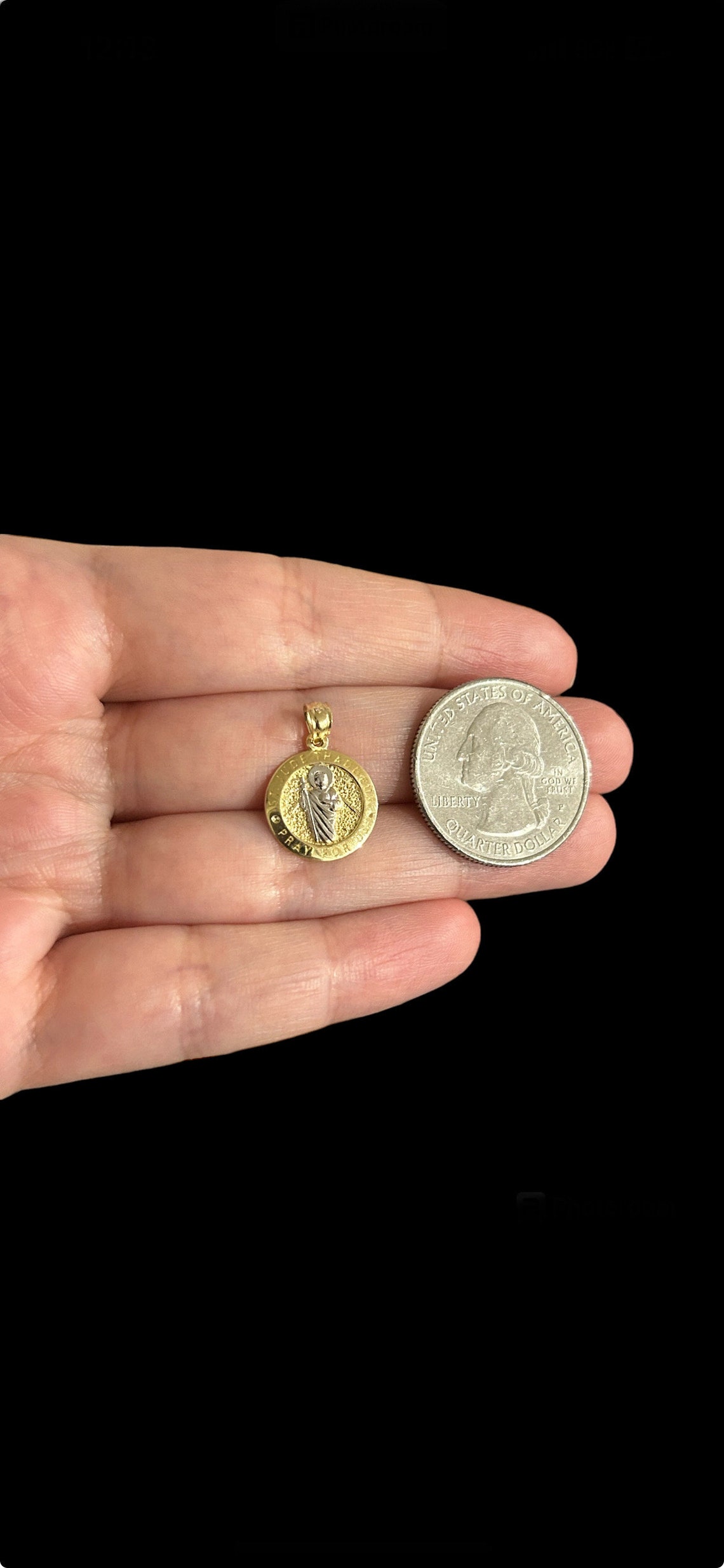 10k Real Gold Saint Jude Thaddeus Charm Medalion Pendant, Ladies Gold ...