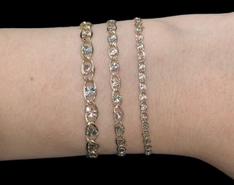 Pulseras Valentino tricolor de corazón de oro macizo de 10k, tobilleras de oro de corazón, pulsera Valentino de oro con corte de diamante, tobilleras Valentino de corazón de mujer