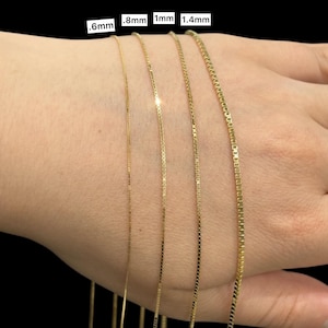 10k Gold Box Chain Necklaces, Ladies Real Gold Diamond Cut Classic Box Choker Necklace