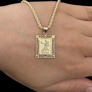 10k Gold Horoscope Pendant Necklace, Astrology Zodiac Signs Gold Charm, Personalized Horoscope Sign, Good Luck Charm, Personalized Gift