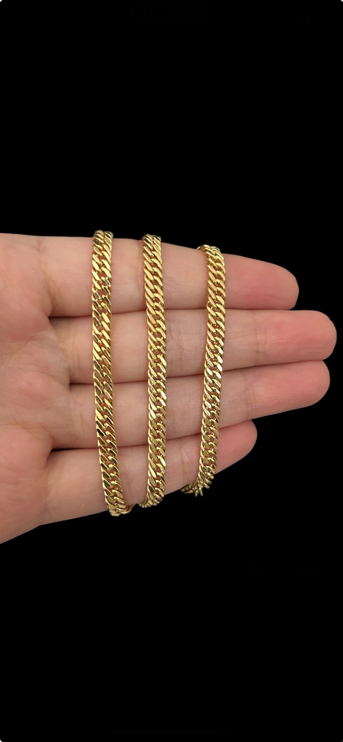 10K Oro Giallo 4.5mm Da Uomo Maglia Cubana Bracciale Barbazzale - Foto 9