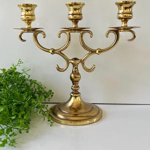Vintage Baldwin Gold Brass 3-Arm Candelabra Candle Holder Elegant Decorative Piece Classic Design Sturdy Base Home Decor & Wedding Accent