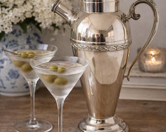 Vintage Silver-Plated Martini Pitcher With Ornate Handle & Lid WM Rogers and Son