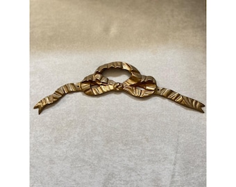 Vintage Brass Ornate Ribbon Bow Wall Decor Accent Coquette Chinoiserie