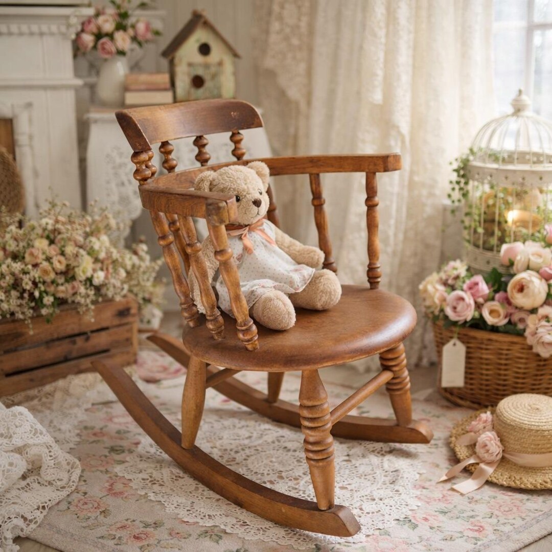 Vintage Solid Oak Windsor Style Rocking Chair for Toddlers - Etsy