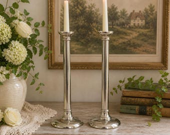 Vintage set verzilverde taps toelopende kandelaars
