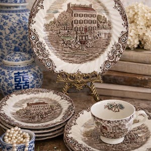 Platos vintage de hierro fundido Johnson Brothers Heritage Hall, color marrón y multicolor, de Staffordshire inglés. Se venden por unidad.