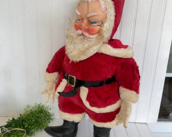 Vintage Santa Claus Plush Rushton Holiday Doll Decor Merry