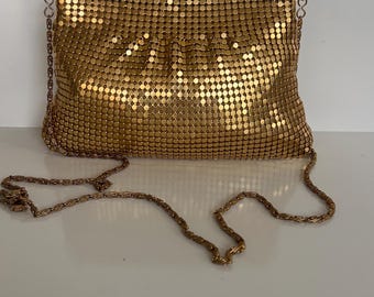 Vintage Gold Mesh Evening Bag Clutch With Chain Strap Zipper Closure Wedding Accessories Bridal Party