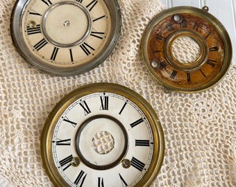 Vintage Brass & Metal Clock Faces With Roman Numerals Sold Individually