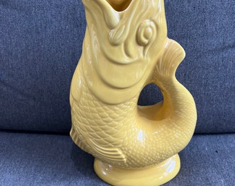 Koi Fish Gluggle Jug by Wade l Made in England l Chinoiserie l Granmillenial l Yellow Koi Fish Pitcher l