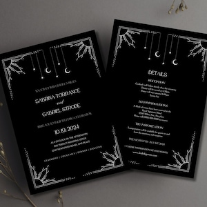 Dark Gothic Hochzeitseinladung, Dark Astrology Hochzeit einladen, Halloween Hochzeit, Tarot Karte Hochzeit Einladen, Celestial Canva Template