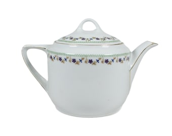 Stunning Teapot Vintage Porcelain Poss French Gold Gilt Cobolt Blue Flowers