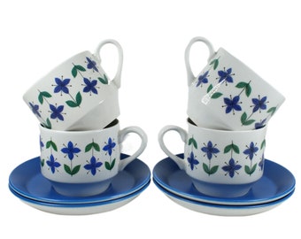 Midwinter Roselle Teetasse und Untertasse Set Vintage Retro Chic von Eve Midwinter X4 1960er Jahre