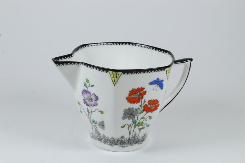 Art Deco Foley Bone China Field Poppy Milk-Cream Jug Vintage Tea Ware image 3